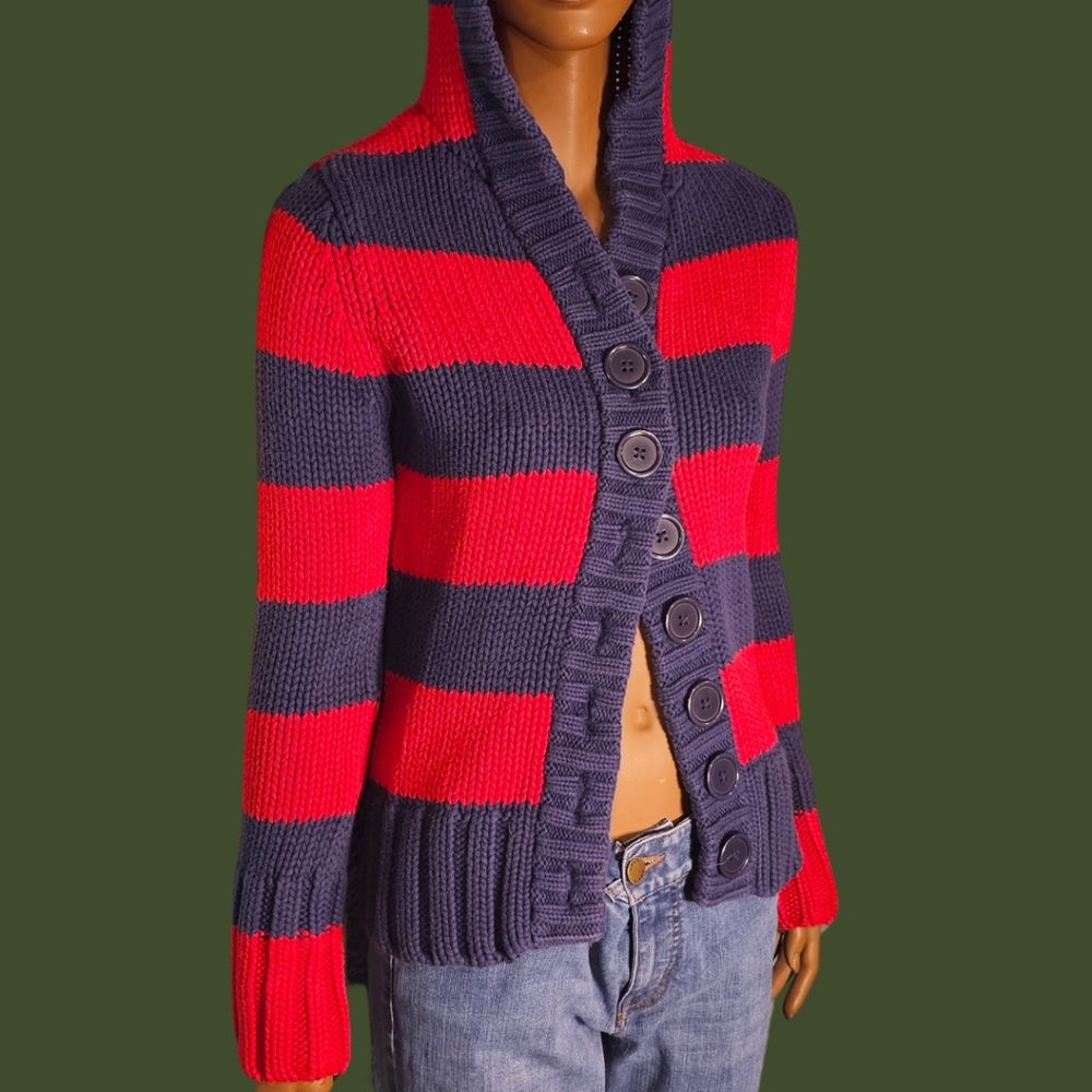 Vintage Mossimo Stripe Cardigan Super Chunky Knit